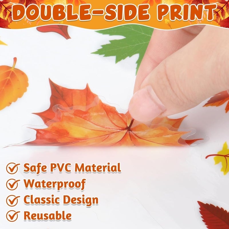 DothRayan Fall Window Clings, 9 Sheets Autumn Maple Leaf Window Decals Clings for Glass Windows Thanksgiving Decorations - Image 4